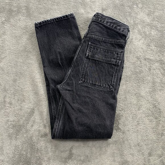 Agolde Cooper Cargo Jeans Womens 23x28”Panther Washed Out Black Straight Leg